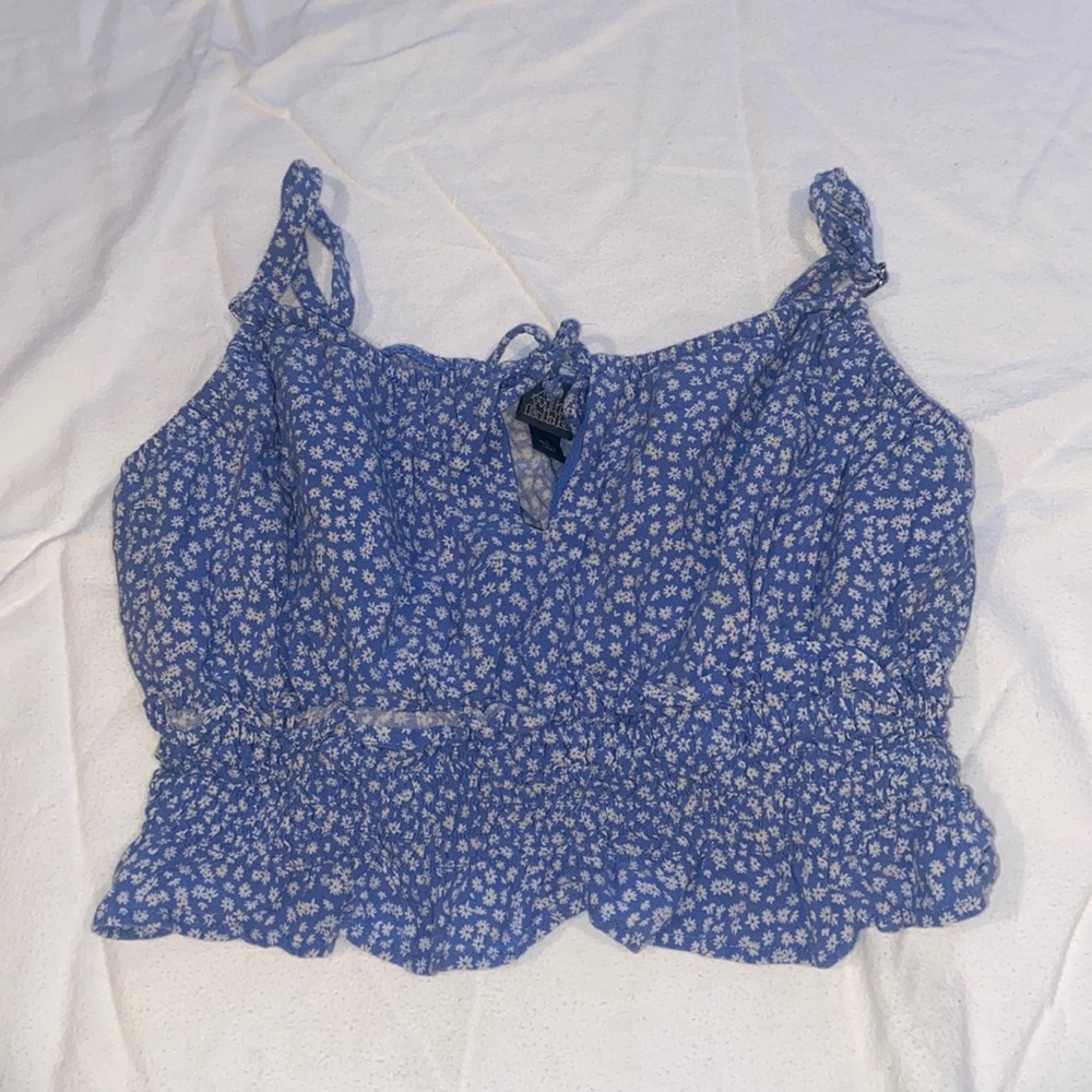 blue flower crop top